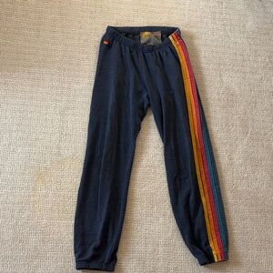 Aviator Nation Dark Blue Pants with Multicolor Stripe